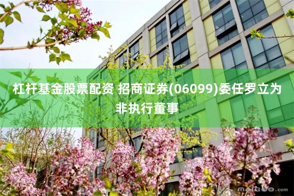 杠杆基金股票配资 招商证券(06099)委任罗立为非执行董事